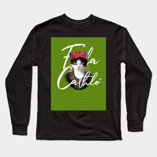 Lemon TXW back Cat Frida Cathlo version of - Frida Kahlo Long Sleeve T-Shirt by CatIsBlack